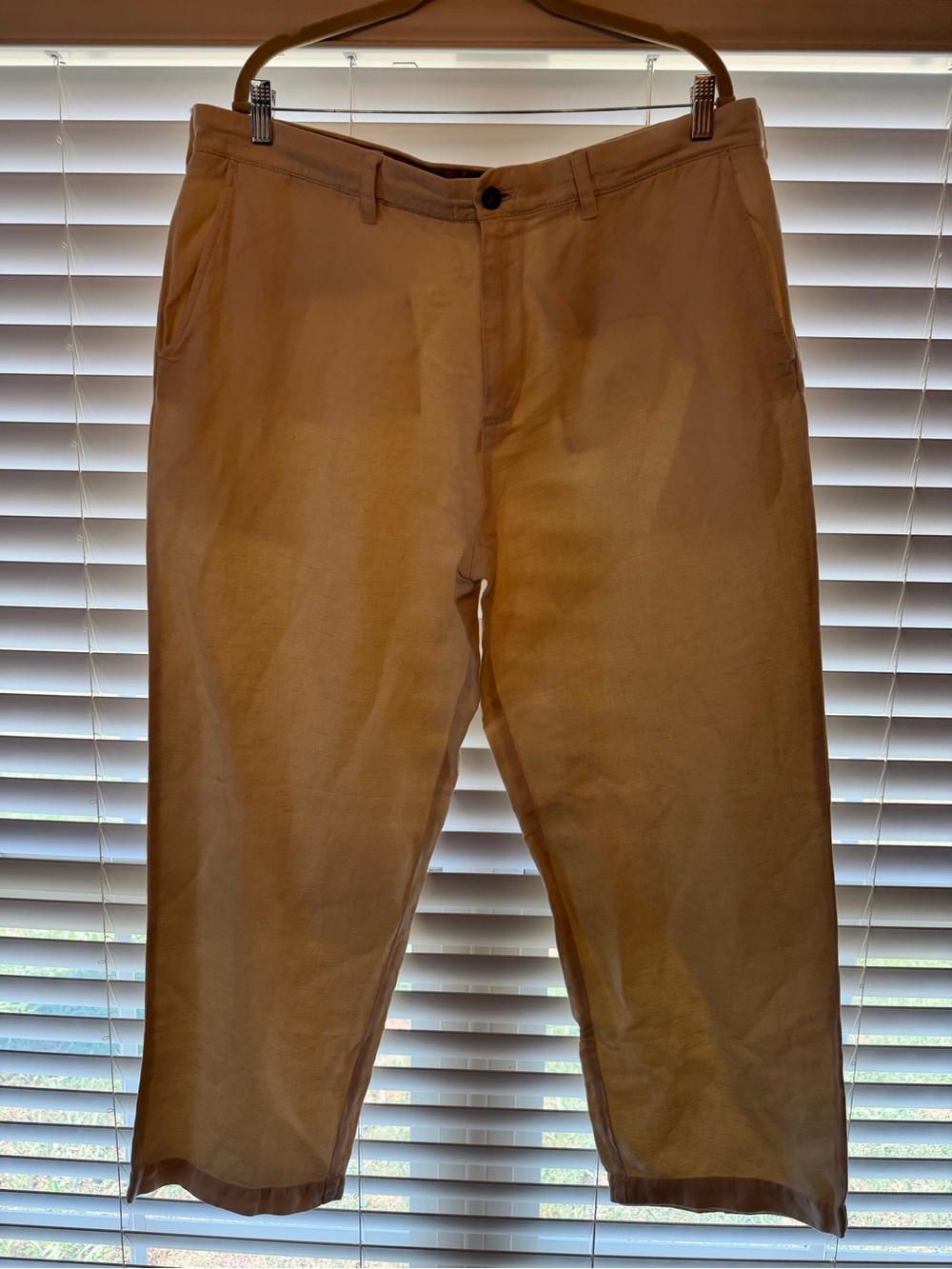 Izod Men's Cream Linen Chinos - Straight Front Casual Pants